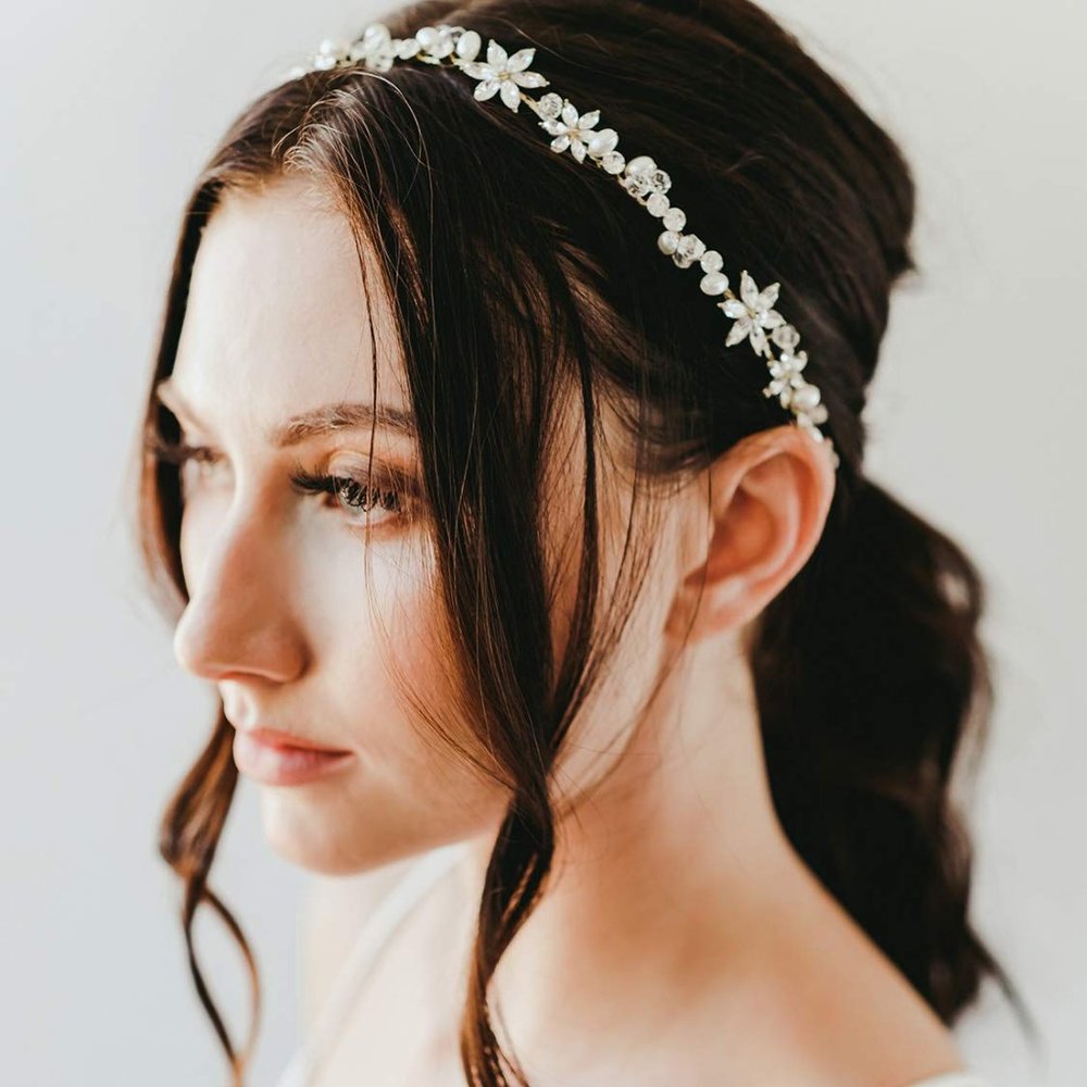 SWEETV Rhinestone Wedding Headband for Women, Gold